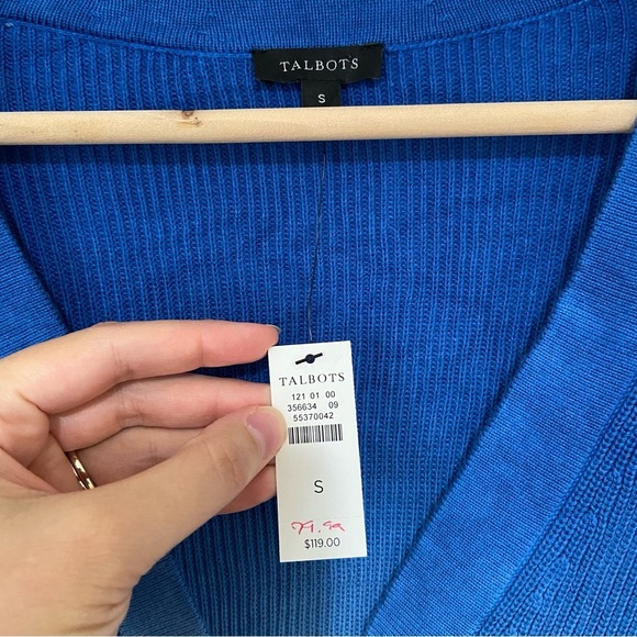 Talbots NWT Knit Ombre Dip Dye Button Front Cardigan Sweater Size Small Blue - Picture 5 of 6